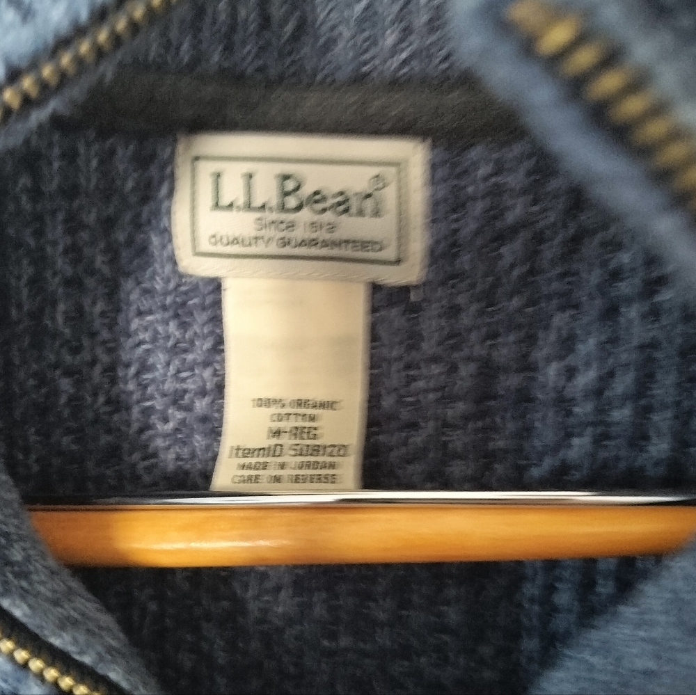 L.L. Bean Men's Navy Zip-Up Sweater - Picture 2 of 5